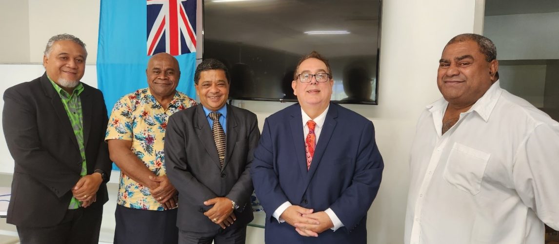 (Left to Right) Phillip Hereniko ( Director-Ministry of Youth and Sports), Jalesi Nakarawa (Fiji Sports Council), Mr Steve Chand ( Chair – Fiji Higher Education Commission) His Excellency José Manuel Galego Montano ( Cuba Ambassador to Fiji) and Mr Gilbert Vakalalabure ( CEO- Fiji Sports Council)